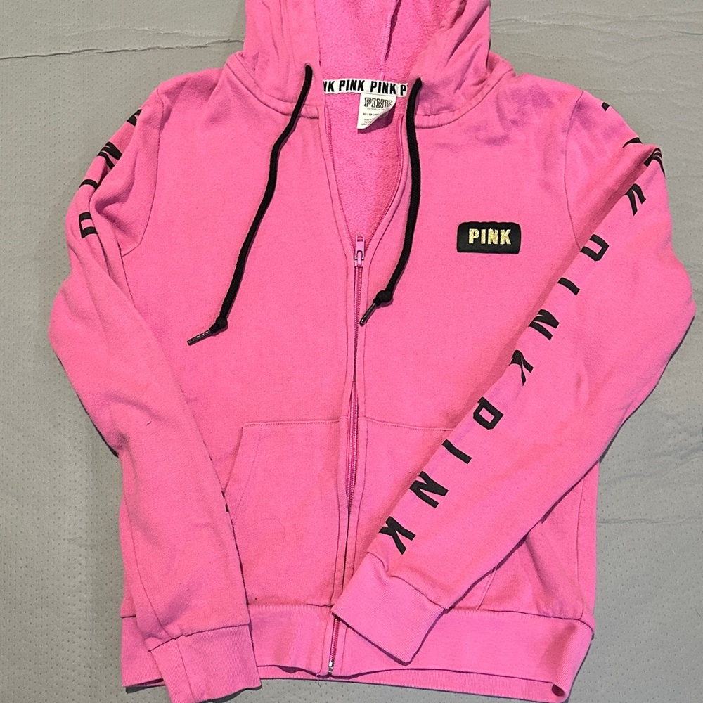 PINK Victoria's Secret Women's Hoodie Jacket - Vibrant Pink